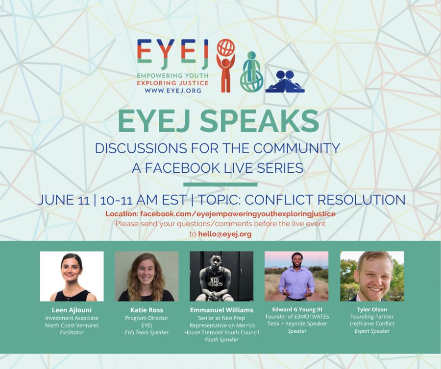 EYEJ Speaks episode flyer